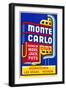 Advertisement for Monte Carlo Club, Las Vegas, Nevada-null-Framed Art Print