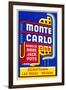 Advertisement for Monte Carlo Club, Las Vegas, Nevada-null-Framed Art Print