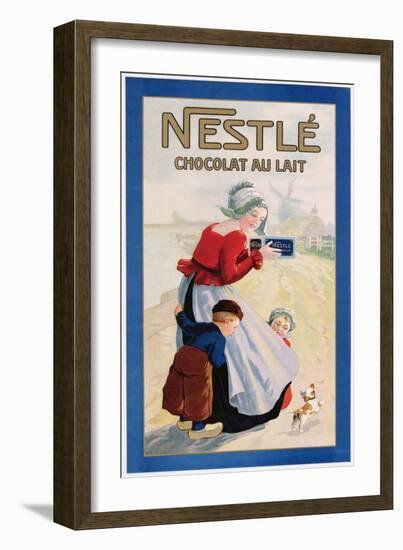 Advertisement for Nestle Chocolat Au Lait, C.1920 (Colour Litho)-null-Framed Giclee Print
