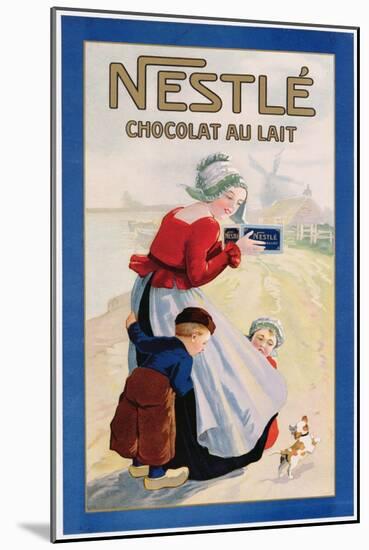 Advertisement for Nestle Chocolat Au Lait, C.1920 (Colour Litho)-null-Mounted Giclee Print