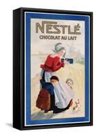 Advertisement for Nestle Chocolat Au Lait, C.1920 (Colour Litho)-null-Framed Stretched Canvas