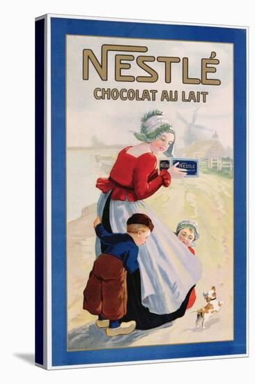 Advertisement for Nestle Chocolat Au Lait, C.1920 (Colour Litho)-null-Stretched Canvas