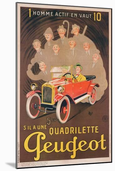 Advertisement for Peugeot, c.1910-Mich-Mounted Giclee Print