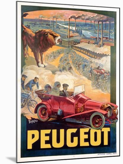 Advertisement for Peugeot, Printed by Affiches Camis, Paris, c.1922-Francisco Tamagno-Mounted Giclee Print