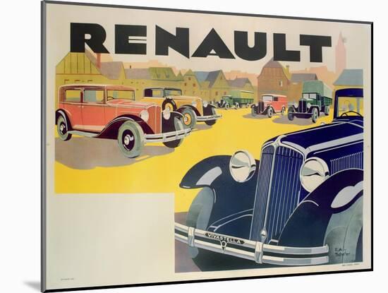 Advertisement for Renault Motor Cars, c.1920-Emile Andre Schefer-Mounted Giclee Print