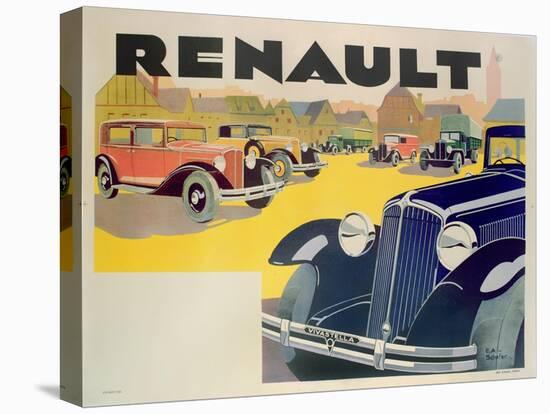 Advertisement for Renault Motor Cars, c.1920-Emile Andre Schefer-Stretched Canvas