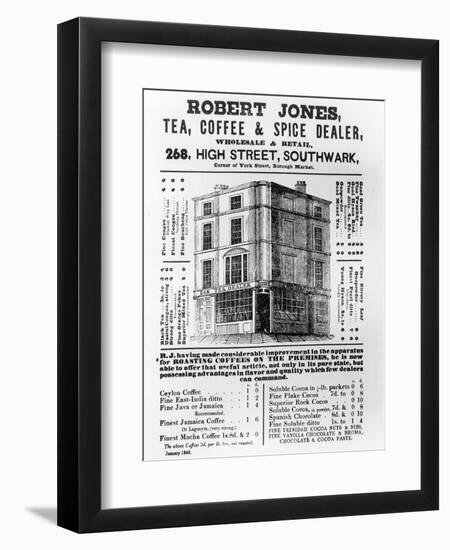 Advertisement for Robert Jones, Tea, Coffee and Spice Dealer, January 1845 (Litho)-English-Framed Giclee Print