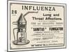 Advertisement for "Sanitas" Fumigator for the Treatment of Influenza and Other Lung Infections-null-Mounted Art Print