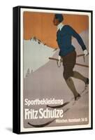 Advertisement for Sports Clothing, Skier-null-Framed Stretched Canvas