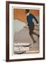 Advertisement for Sports Clothing, Skier-null-Framed Art Print