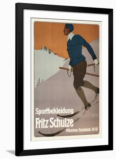 Advertisement for Sports Clothing, Skier-null-Framed Art Print