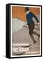 Advertisement for Sports Clothing, Skier-null-Framed Stretched Canvas