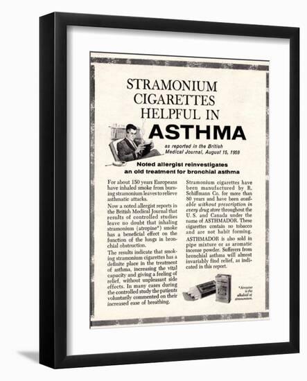 Advertisement for 'stramonium Cigarettes', 1960s-English School-Framed Giclee Print