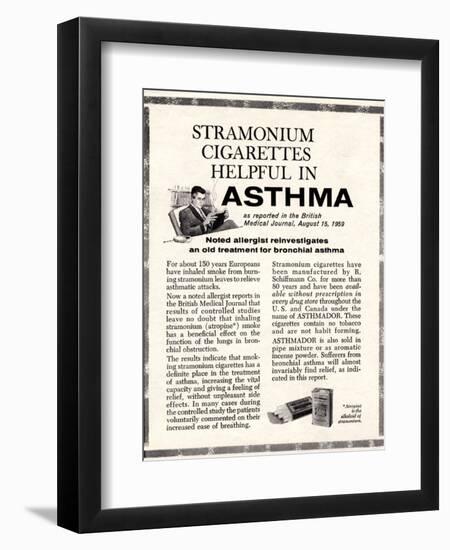 Advertisement for 'stramonium Cigarettes', 1960s-English School-Framed Giclee Print