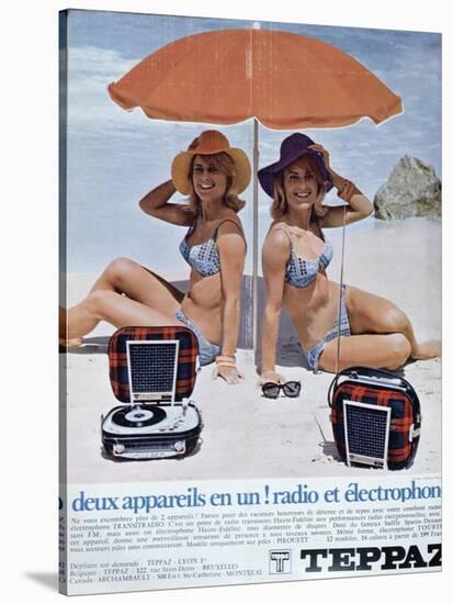Advertisement for 'Teppaz' Combined Record Players and Radios from 'Elle' Magazine-null-Stretched Canvas