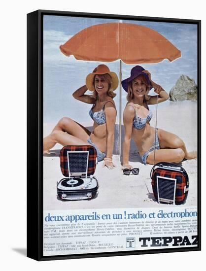 Advertisement for 'Teppaz' Combined Record Players and Radios from 'Elle' Magazine-null-Framed Stretched Canvas