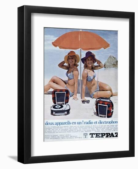 Advertisement for 'Teppaz' Combined Record Players and Radios from 'Elle' Magazine-null-Framed Premium Giclee Print