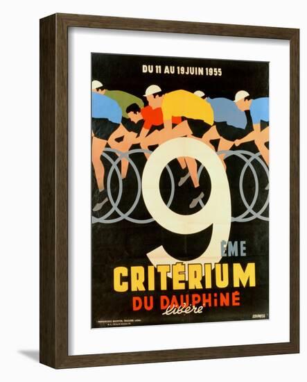 Advertisement for the 9th 'Criterium Du Dauphine Libere' Cycling Race of 1955-null-Framed Premium Giclee Print