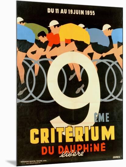 Advertisement for the 9th 'Criterium Du Dauphine Libere' Cycling Race of 1955-null-Mounted Giclee Print