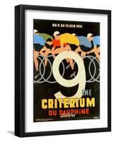 Advertisement for the 9th 'Criterium Du Dauphine Libere' Cycling Race of 1955-null-Framed Giclee Print