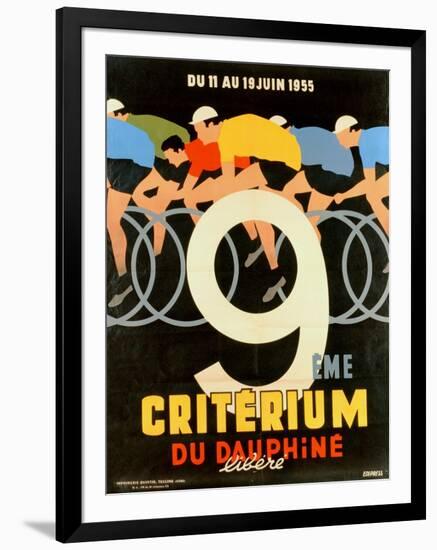 Advertisement for the 9th 'Criterium Du Dauphine Libere' Cycling Race of 1955-null-Framed Giclee Print