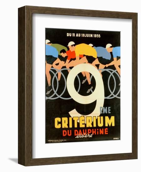 Advertisement for the 9th 'Criterium Du Dauphine Libere' Cycling Race of 1955-null-Framed Giclee Print