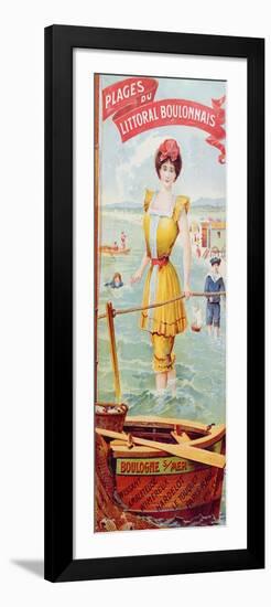 Advertisement for the Beaches Along the Coast of Boulogne. C.1905 (Colour Litho)-French-Framed Premium Giclee Print
