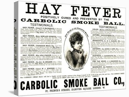 Advertisement for the 'Carbolic Smoke Ball Co.', 1892-null-Stretched Canvas