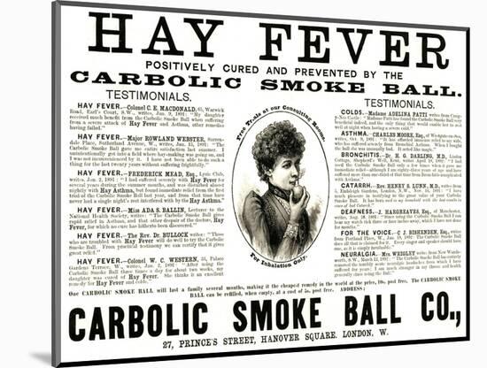 Advertisement for the 'Carbolic Smoke Ball Co.', 1892-null-Mounted Giclee Print