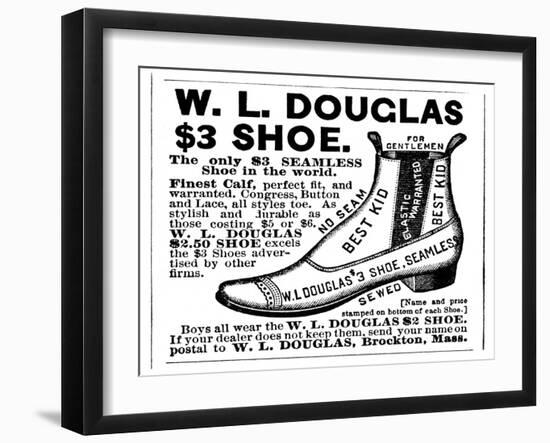 Advertisement for the Douglas $3.00 Men's Shoe, 1887-null-Framed Giclee Print