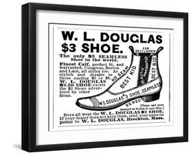 Advertisement for the Douglas $3.00 Men's Shoe, 1887-null-Framed Giclee Print