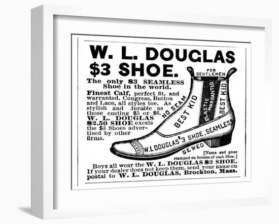 Advertisement for the Douglas $3.00 Men's Shoe, 1887-null-Framed Giclee Print