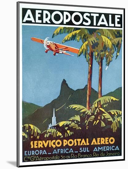 Advertisement for the French Airmail Service, 1929-null-Mounted Premium Giclee Print