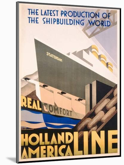 Advertisement for the Holland America Line, c.1932-Hoff-Mounted Giclee Print