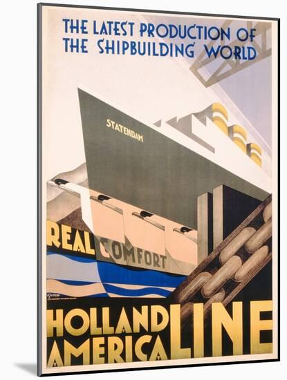 Advertisement for the Holland America Line, c.1932-Hoff-Mounted Giclee Print