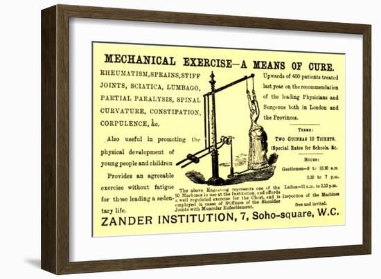 Advertisement for the 'Mechanical Exercise' Available at the 'Zander Institution', 1890s-null-Framed Giclee Print