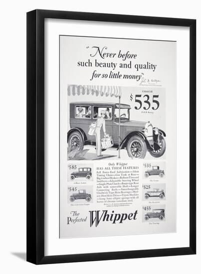 Advertisement for 'The Perfected Whippet', 1928-null-Framed Giclee Print