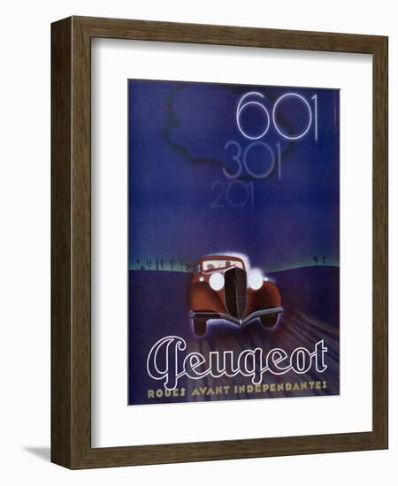 Advertisement for the Peugeot 601, from 'Femina' Magazine, August 1934-null-Framed Giclee Print