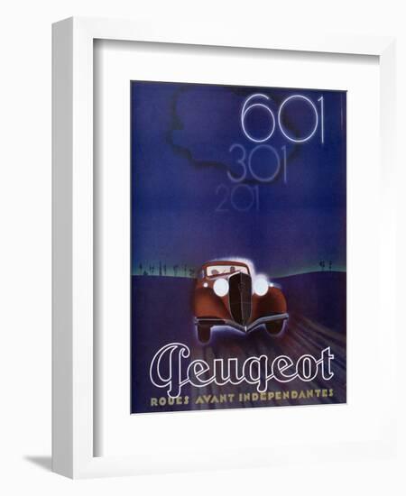 Advertisement for the Peugeot 601, from 'Femina' Magazine, August 1934-null-Framed Giclee Print