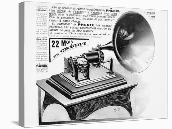 Advertisement for the Phonograph, C.1905 (Engraving) (B/W Photo)-French-Stretched Canvas