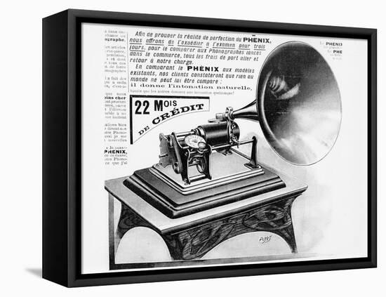 Advertisement for the Phonograph, C.1905 (Engraving) (B/W Photo)-French-Framed Stretched Canvas