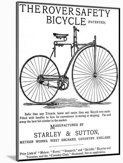 Advertisement for the Rover Safety Bicycle, 1885-null-Mounted Photographic Print