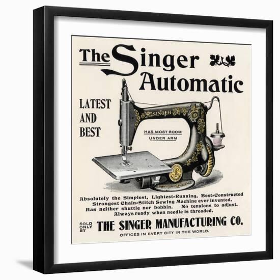 Advertisement for the Singer Automatic Sewing Machine, 1890s-null-Framed Premium Giclee Print