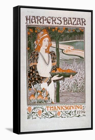 Advertisement for the Thanksgiving Edition of 'Harper's Bazar', 1894 (Colour Litho)-American-Framed Stretched Canvas