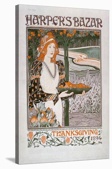 Advertisement for the Thanksgiving Edition of 'Harper's Bazar', 1894 (Colour Litho)-American-Stretched Canvas
