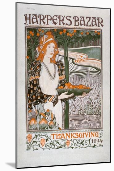 Advertisement for the Thanksgiving Edition of 'Harper's Bazar', 1894 (Colour Litho)-American-Mounted Giclee Print
