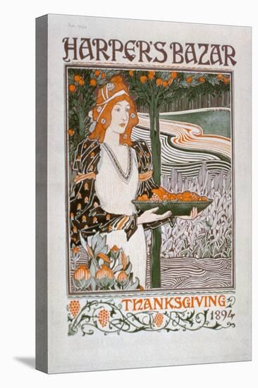 Advertisement for the Thanksgiving Edition of 'Harper's Bazar', 1894 (Colour Litho)-American-Stretched Canvas