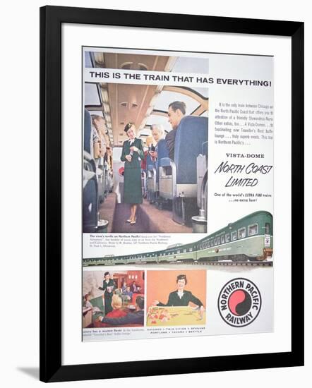 Advertisement for the 'Vista-Dome North Coast Limited' Train of the Northern Pacific Railway, 1956-null-Framed Giclee Print