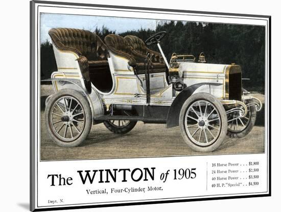 Advertisement for the Winton Automobile, 4-Cylinder Model, with Price List, 1905-null-Mounted Giclee Print
