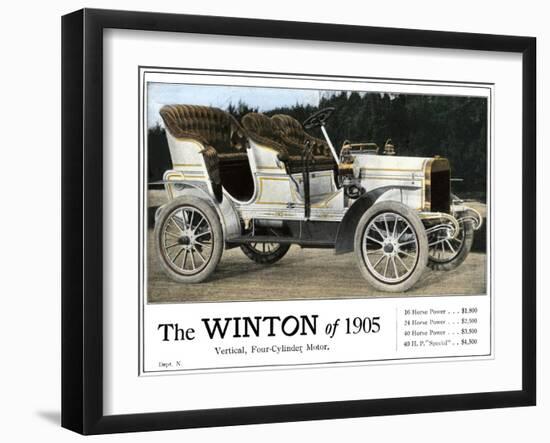 Advertisement for the Winton Automobile, 4-Cylinder Model, with Price List, 1905-null-Framed Giclee Print